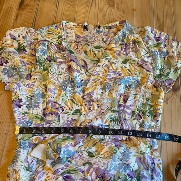 Lulus Feels Magical Ivory Floral Print Short Sleeve Wrap Maxi Dress - Picture 2 of 12